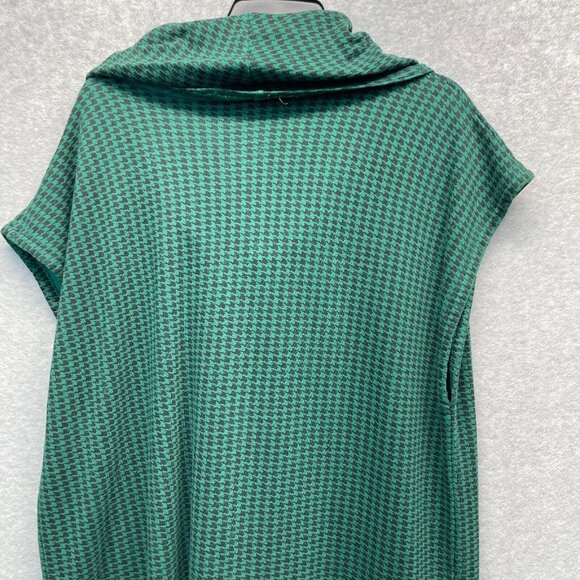 Bryn Walker Pike Poncho‎ Womens Small Green Houndstooth Cowl Neck Bamboo Fleece - Picture 6 of 14